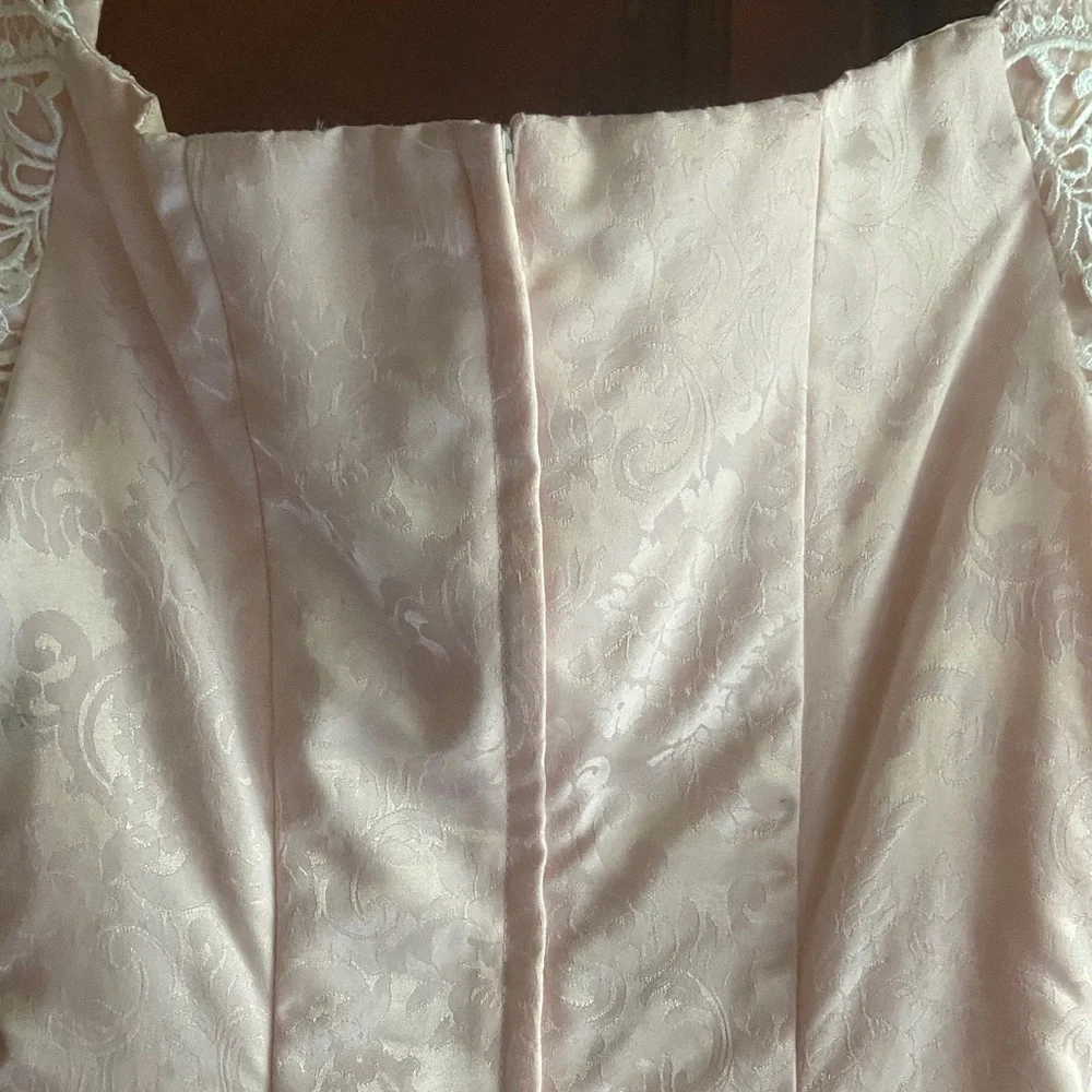 Vintage Scott McClintock Light Pink/Peach Off the Shoulder Jacquard Dress - Picture 6 of 10